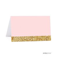 Andaz Press Blush Pink Gold Glitter Print Wedding Collection, Printable Table Tent Place Cards, 20-Pack, for Dessert Candy Table Catering Stations Signage