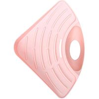Lzttyee Kitchen Triangle Sink Corner Caddy Sponge Holder Draining Rack Scratcher Holder with Suction Cup for Sponges Soap Scrubbers Cleaning Brush (Pink)