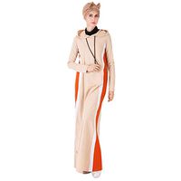 Tootu Women Maxi Dress Hoodie Long Sleeve Middle Eastern Muslim Colorblock Dress Yellow