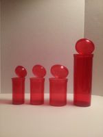 4 Pack Medical Squeezetops® Medicine Bottle Wellness Containers 13 Drams, 19 Drams, 30 Drams, 60 Drams Assortment of Colors (Red - Transparent)