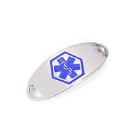 BAIYI Stainless Steel Blue Caduceus Medical Alert ID Tag for Custom Bracelet Free Engraving