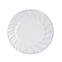 BalsaCircle 36 pcs 6-Inch Clear Plastic Round Plates - Disposable Wedding Party Catering Tableware