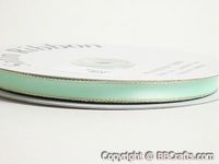 BBCrafts Mint with Gold Edge Satin Ribbon Lurex Edge 3/8 inch 50 Yards