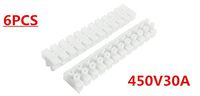 6pcs 450V 30A 12P Double Row Covered Barrier Screw Terminal Block Strip