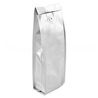 50 Pack - CleverDelights Silver Coffee Bags with Degassing Valve - Side Gusset - 1Lb (16oz) Bags