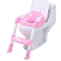 Children'S Toilet Seat - Baby Child Potty Toilet Trainer Seat Step Stool Ladder Adjustable Training Chair (Pink)
