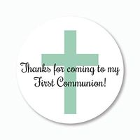 40ct - 2" First Communion Stickers, Thanks for Coming Labels, Choose Your Color (#296-G)