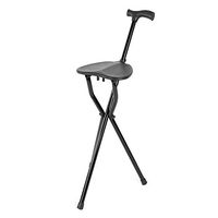 LHQ-HQ Unisex Foldable Crutch, Multifunctional Lightweight Folding Aluminum Cane with Seat 3 Legs Handle Cane Walking Stick for Trade Fair Shows Traveling Resting