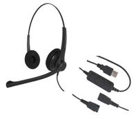 Smith Corona VoiceLync Binaural USB Headset with GN Netcom/Jabra QD, Detachable Bottom USB Cord