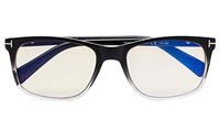 Blue Light Blocking Glasses,Reduce Eyestrain,UV Protection,Computer Reading Gaming Glasses(Black-Clear,Amber Tinted Lenses) +2.75