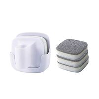 UPKOCH Kitchen Wall Mount Pan Sponge Brush with Handle 3 Replaceable Sponges