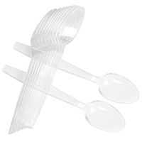 50 Count Heavy Disposable Plastic Spoons Bulk Heavyweight Clear Teaspoons