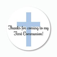 40ct - 2" First Communion Stickers, Thanks for Coming Labels, Choose Your Color (#296-B)