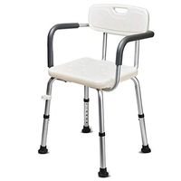 Non-Slip Shower Stool Disabled Bath Stool with Removable Backrest and Armrests Height-Adjustable Non-Slip Bathroom Seat - Assists The Elderly Children Women Comfortable