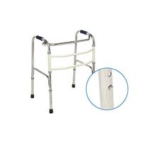 PIWYHOW Elderly Compact Height Adjustable Folding Walker, Adult Portable Aluminum Rehabilitation Standing Aid, Lightweight Walking Frame, Silver