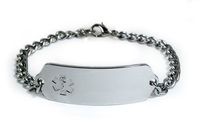 Myasthenia Gravis Medical ID Alert Bracelet with Embossed Emblem from Stainless Steel. Style: Classic Wide, Premium Series.
