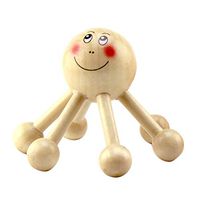 Moonsun08 Massage Shoulder & Full Body Wooden Tool Mini Six Legs Smiley Face Wooden Massage Tool Portable Scalp Roller for Neck Back and Whole Body White
