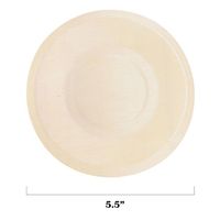 BambooMN Brand - 5.5" Dia Disposable Wood Round Plates, 25 Pieces