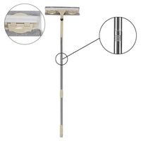JKJKJKUS Three-Section Stainless Steel W/Cloth Cleaning Window Cleaner - Indoor and Outdoor Window Cleaning Tools, 180 Degree Rotatable, Detachable, for Houses, Showers, Cars - Yellow