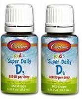 Carlson Super Daily D3 400 IU for Kids 0.35 fl.oz (10.3ml) (730 Drops)
