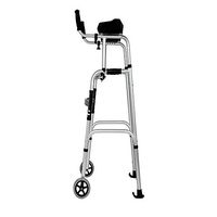 XIHAA Elderly People Standard Walkers Foldable Walker Adjustable Walking Assist Equipped Wheels Equipped with Arm Rest Pad for The Limited Mobility with Disabled(Double Wheel)