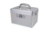 HEWEI Durable Empty Medicine Box Storage Box Lock Box for Storage Collection Organization Portable Lockable with Removable Sticker Tray Shoulder Strap (Medium)