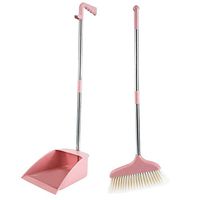 Broom and Dustpan With Long Handle Telescopic Up Stainless Steel Rod Soft Brush Broom And Dustpan Extra Long Handle Non-Slip Handle Multi-Function Broom Set HomeKitchen Lobby Floor School