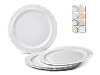 " OCCASIONS" 120 Plates Pack, Disposable Wedding Party Plastic Plates (10'' Dinner Plate, Verona Plain White)
