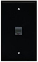 RiteAV Rj11/12 Phone Black Wall Plate 1 Gang Flat Black