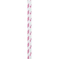 JAM PAPER Color Paper Straws - 7 3/4 x 1/4 - Pink Stripes & Dots - 24/Pack