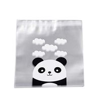 NUOBESTY 100pcs Clear Cellophane Bags Self-Adhesive Sealing Panda Cookie Bags Animal Gift Bags Pouch Packaging Bags for Biscuit Cookie 18x10