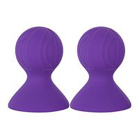 Freebily 2Pcs Women Silicone Breast Pump Nipple Sucker Couple Funny Nipples Massage Purple One Size