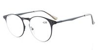 Eyekepper Readers Quality Metal Frame Spring Temples Round Reading Glasses Black +2.25