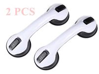 RENZE Balance Assist Shower Grab Bar, Bathroom Armrest Shower Handle Bar Offers Safe Grip with Strong Hold Suction Cup for Safety Grab in Bathroom,Tub, Shower (Black 2pcs)