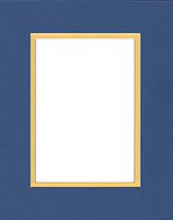 Pack of (5) 11x14 Double Acid Free White Core Picture Mats Cut for 8x10 Pictures in Royal Blue and Yellow