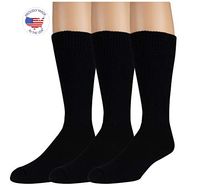 Men's Diabetic Socks Over The Calf Loose Fit for Better Circulation - 3 Pack (Black 3 Pack, Sock Size 10-13/Shoe Size 6-12.5)