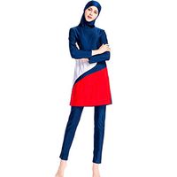 Gojendy Women Splicing Color Bathing Suit for Muslin Swimwear with Cap Swimsuit Beachwear (XL, Blue)