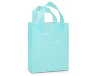 Reusable Frosted Color Bags - Cub Aqua Frosted Plastic Bags Bulk Shopping Bags 8x4x10" (200 Bags Per Pack) - Wraps-BCAQP