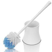 Chimpy Leakproof (no Hole in Holder) Toilet Brush Set with Holder, White Pearl, Plastic Bathroom Bowl Cleaner and Base, Great Grip Strong Bristles - Perfect for a Completely Clean Bathroom