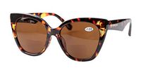 SOOLALA Designer Bifocal Reading Glasses Cat Eye Sunglasses Readers, Leopard, 1.5