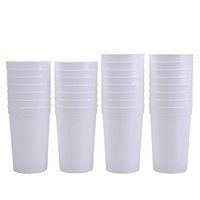 Fasmov 30 Pack 16 oz. Plastic Cups Plastic Tumblers Blank Reusable Drink Tumblers for Parties, Events, Marketing, Weddings, White