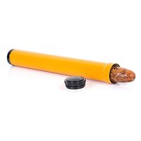 New Aluminium Alloy Metal 1 Finger Cigar Tube Holder Case Humidor (Yellow)