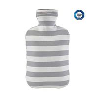 Khemn 2L 100% Explosion-Protection Odorless Hot Water Bottle with Organic-Cotton Cover, Great for Hot and Cold Therapy, German TÜV Certification (Grey)