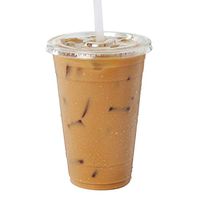 [100 Pack] 20 oz BPA Free Clear Plastic Cups with Flat Slotted Lids for Iced Cold Drinks Coffee Tea Smoothie Bubble Boba, Disposable, Large Size
