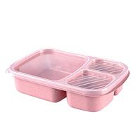 LLguz Lunch Container Box - Wheat Straw Bento 3 Compartment Meal Storage Lunch Food Organizer Case for Kids Adult Picnic