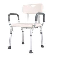 Non-Slip Home Bath Chair with Backrest and Armrests Height Adjustable (Color : White)