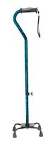 Drive Medical Adjustable Height Aluminum Small Base Quad Cane with Comfortable Gel Hand Grip, Blue Crackle