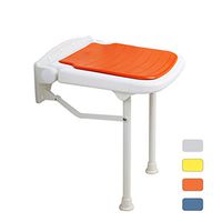 ZHEN GUO Small Folding Shower Seat Wall Mounted, Fold Up Bath Seat Shower Chair with Metal Support Legs for Bathroom, Foldable Shower Bench for The Disabled (Color : Orange, Size : Height 47.5cm)