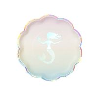 Talking Tables We Heart Mermaids Plates, 12 count, for Iridescent Birthday Parties, Pastel Ombre