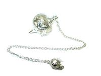 Jet Silver Cage Ball Pendulum Pointed Reiki Wiccan Free Booklet Jet International Crystal Therapy Healing Dowsing A++ Metaphysical Spiritual Image is JUST A Reference.